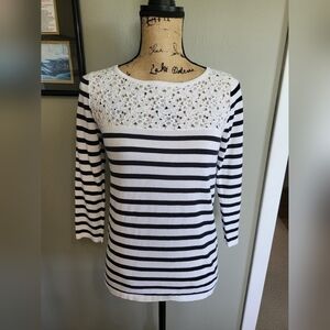 Elliott Lauren Striped Top with Lace Detail